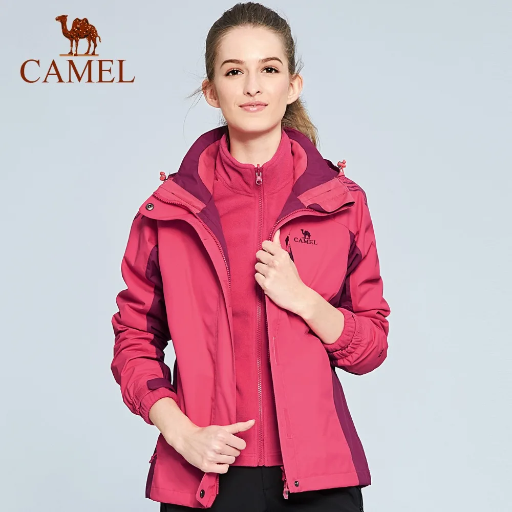 CAMEL Women 3 in 1 Outdoor Hiking Jacket Waterproof Warm Climbing