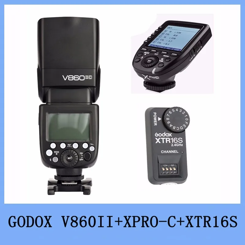 Godox V860II C V860C II E-ttl HSS 2,4G литий-ионная аккумуляторная вспышка для Canon+ Xpro-C ttl беспроводной триггер+ XTR-16S пульт дистанционного управления