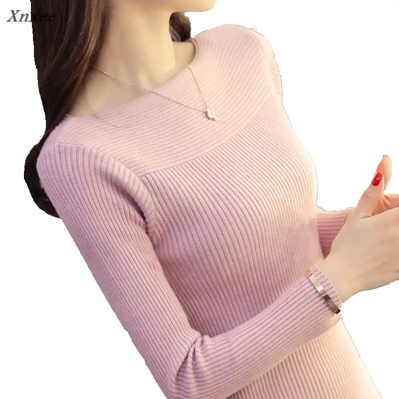 Xnxee новый женский свитер имеет вырез горловины и с плоским верхом