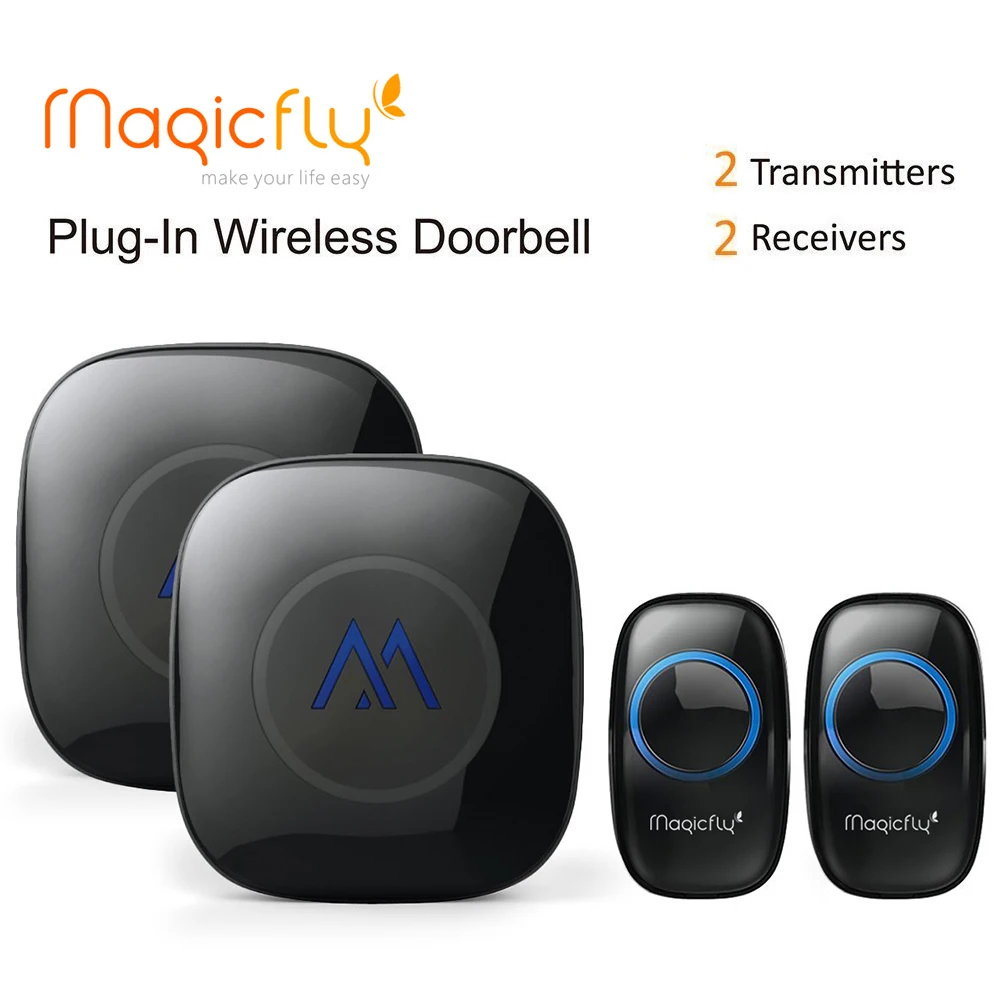 

Magicfly Music Wireless Ring Doorbell Portable Doorbell 52 Melodies Button with Sound for Smart Home Use US Plug Black