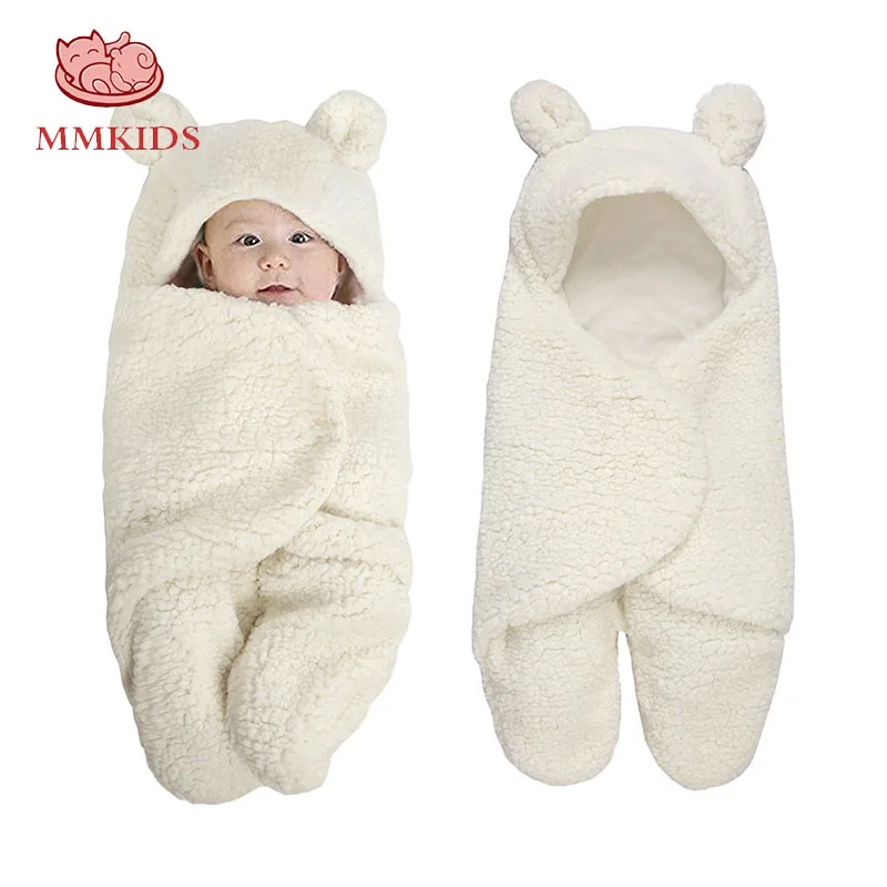 

Baby Blanket Swaddle Winter Wrap Coral Fleece Newborn Blanket Sleeper Infant Stroller Wrap Toddlers Baby Sleeping Bag PINK WHITE