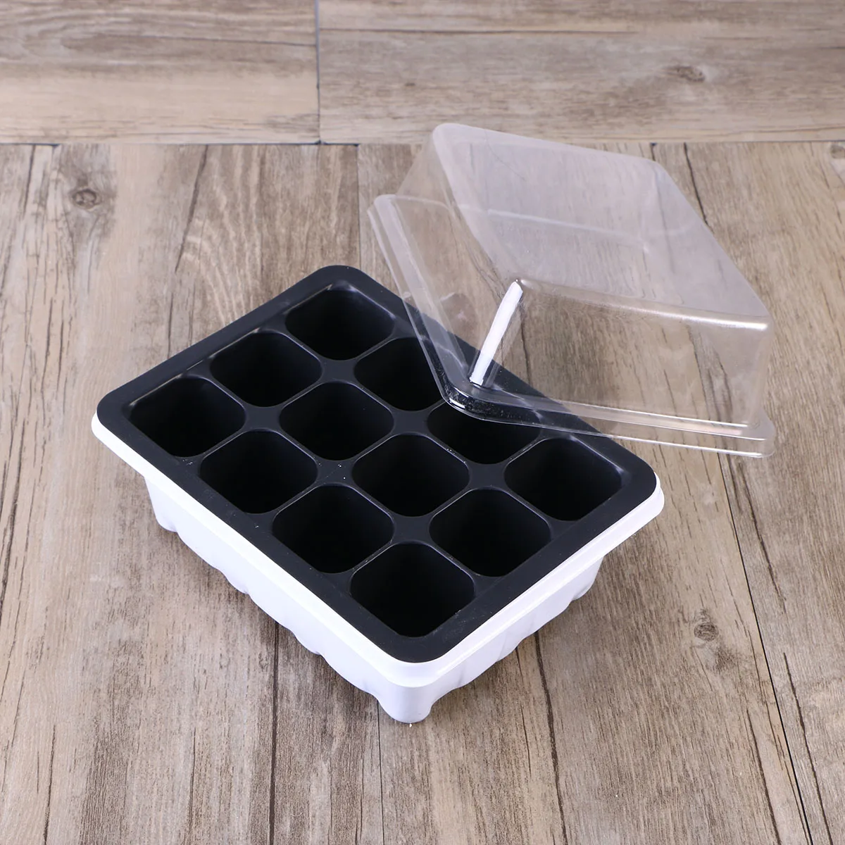 Hpybest 5 Packs Seedling Tray Seed Starter Tray with Dome and Base 12 Cells for Gardening Bonsai Black