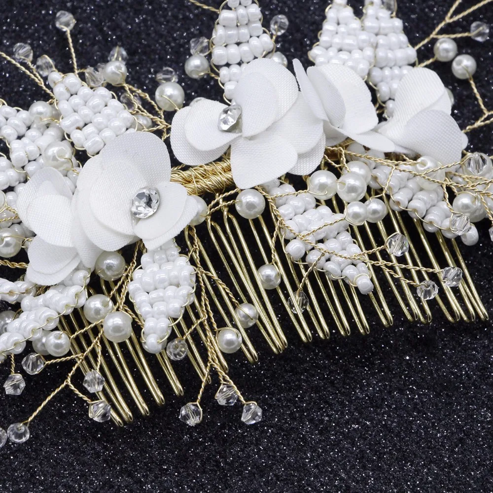 Pérola Cristal Tema Hamdmade Vinha de Metal Grampos de cabelo Pente De Cabelo de Noiva Do Casamento Prom Pageant Tiara Headwear Jóias Cabelo Das Mulheres (1)