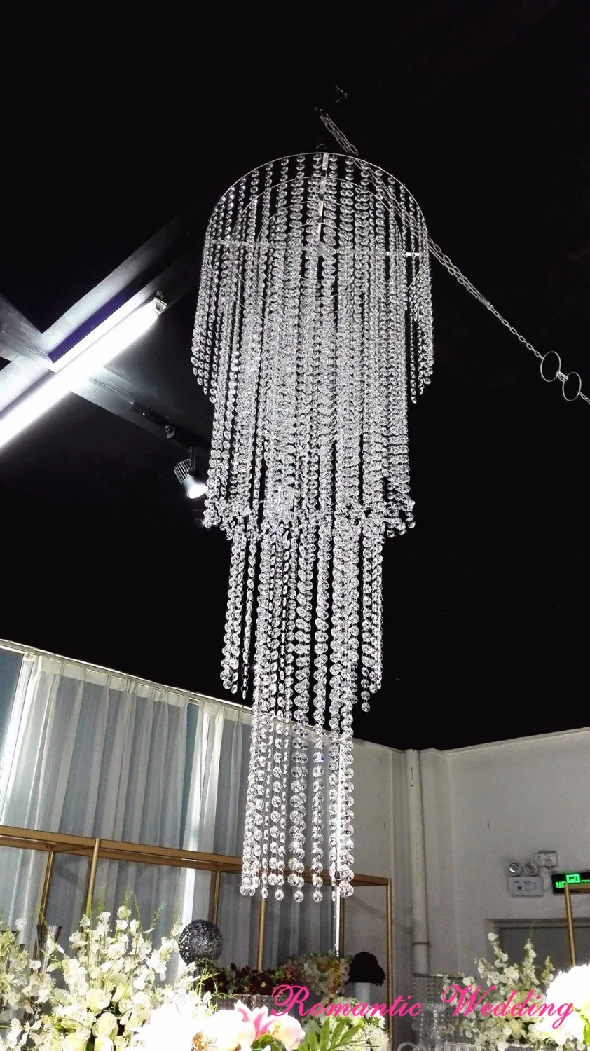Wedding Chandelier Silver Acrylic 4 Layers Pendants for Wedding Party