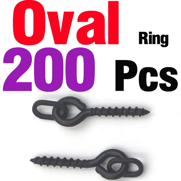 MNFT 200Pcs Black Boilie Bait Screws Round Link Loop Easy Run Ring Pop Up Peg Pellet - Цвет: 200PCS Oval Ring