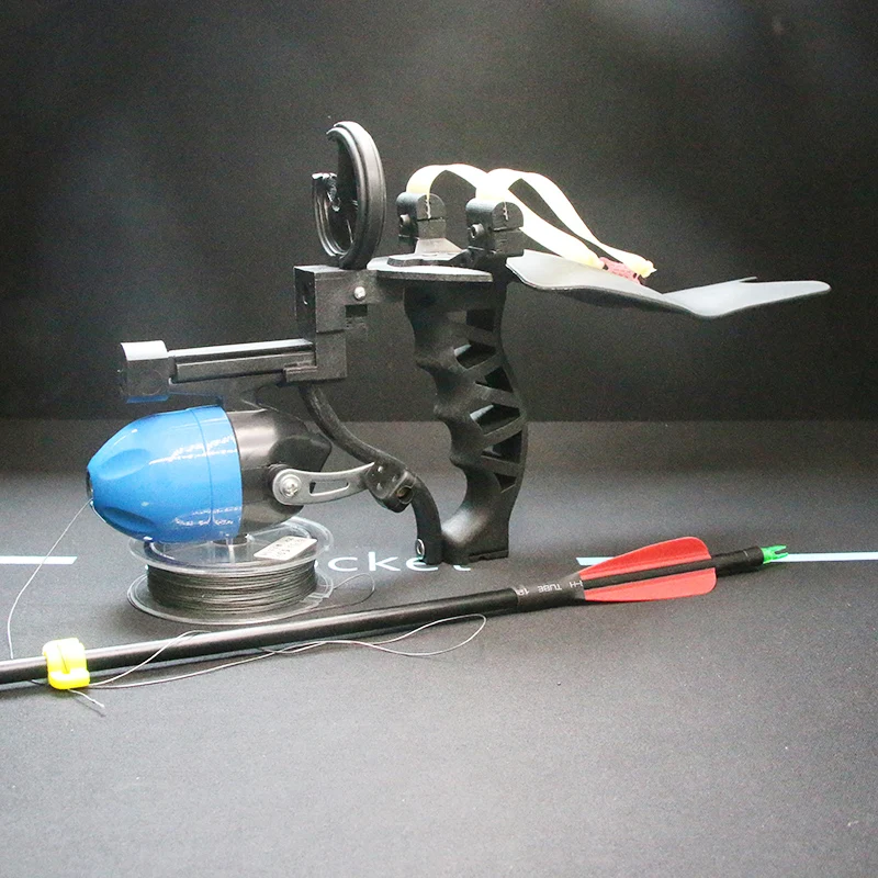 

High Power Slingshot Corssbow Fishing Katapult With Fishing Wheel Compound Bow Slingshot Rubber Band Outdoor Accessories