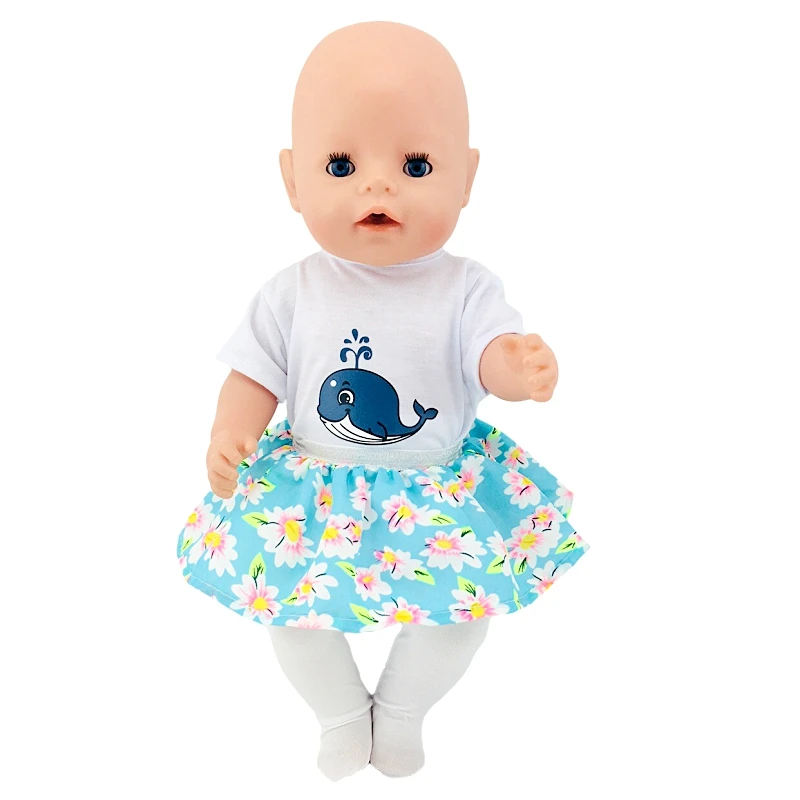 

Born New Baby Doll Clothes Fit 18 inch 40-43cm Doll Dolphin strawberry watermelon sunflower Clothes accessories For Baby Gift