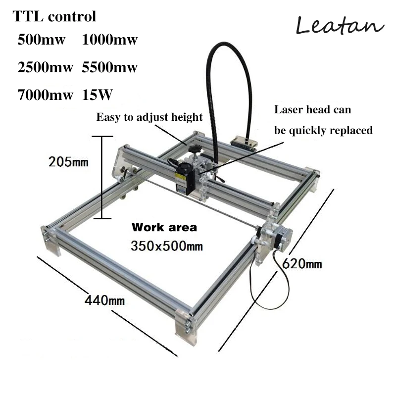 

3550cm Blue light 2Axis laser engraving machine 12VDC 7w 15w desktop engraving and cutting marking machine laser goggles