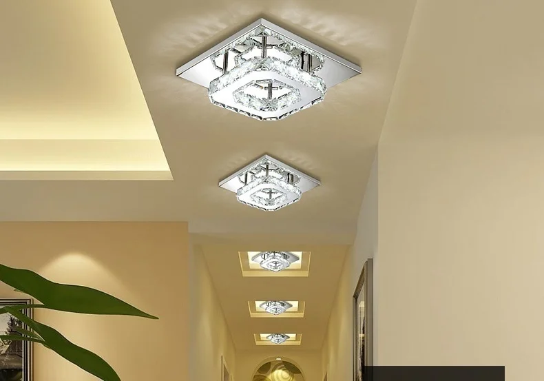Modern LED Crystal Ceiling Light Fixture Crystal Lamp Crystal lustre Light fitting Aisle Hallway Staircase AC95-260V plafondlamp