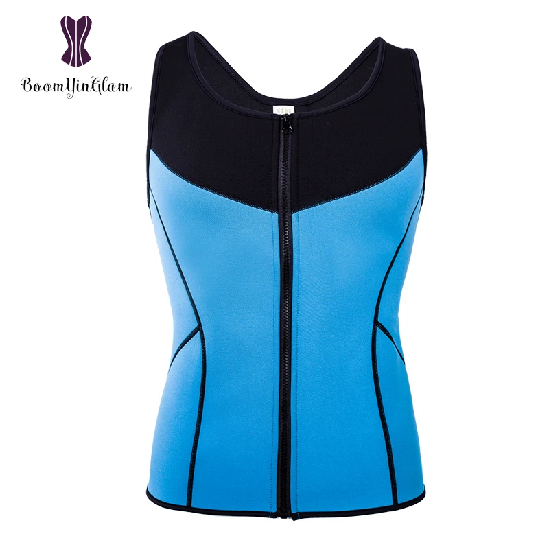 

Men Sauna Suit Waist Trainer Vest Workout Tank Top Sweat Body Shaper Zipper Tummy Fat Burner Neoprene Corset 641#