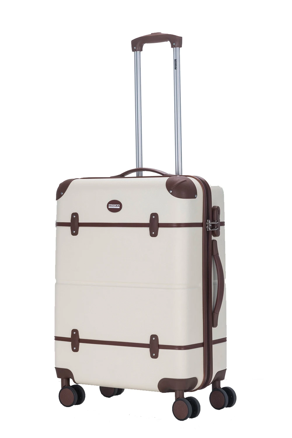 Plastic suitcase PROFFI TRAVEL Tour Vintage PH9727, with combination lock, beige, S