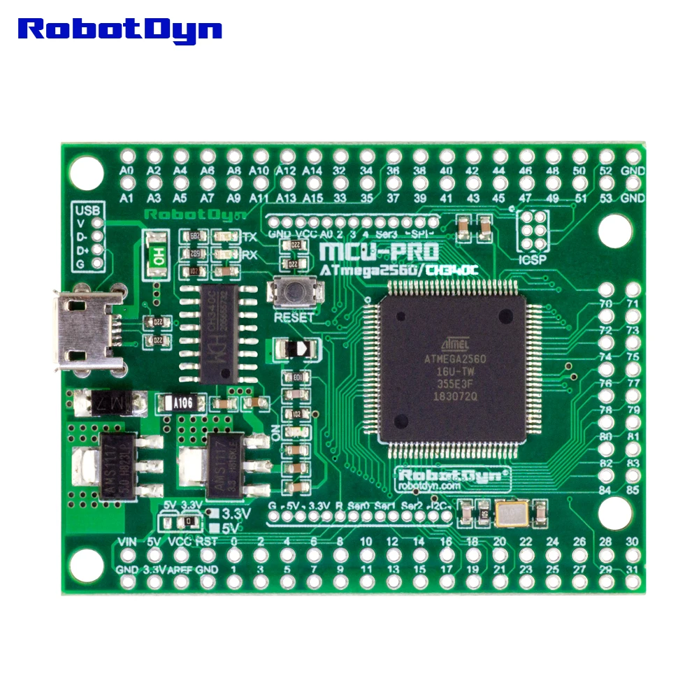 MCU-PRO Mega 2560 CH340C/ATmega2560-16AU, дополнительный штифт+ 16 = 86I/0,5 V/3,3 V логика. Совместим с Arduino Mega 2560