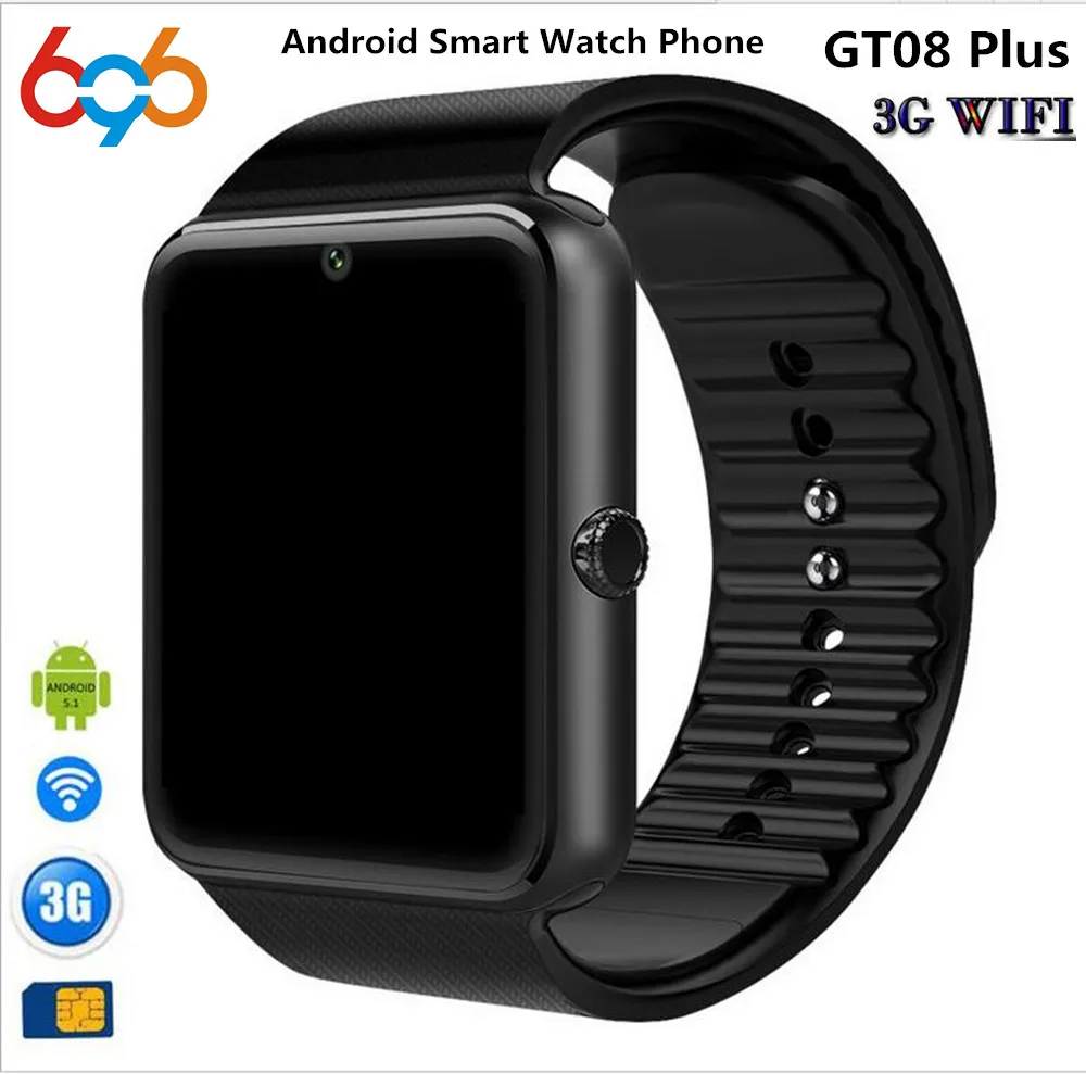 696 QT08 Горячие GT08 плюс 1,54 "Android 4,4 Smartwatch телефон MTK6572 512 М Оперативная память 4 ГБ Встроенная память Bluetooth 4,0 3g Wi-Fi gps Смарт-часы