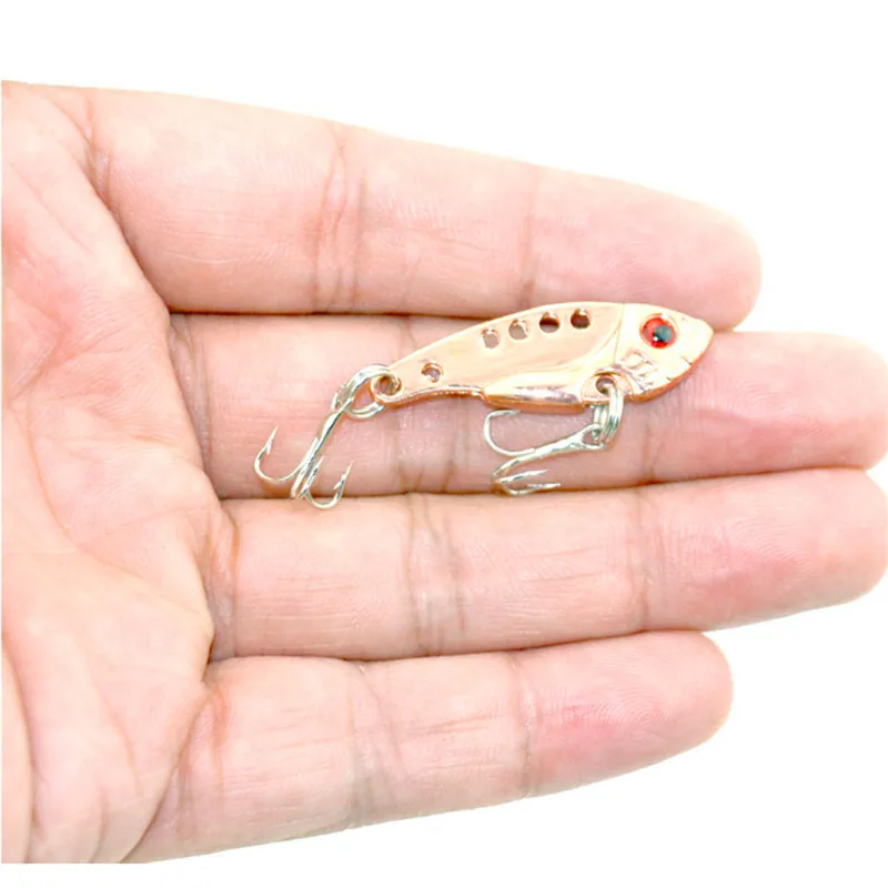 1Pcs 3.5cm 3.5g Metal Spoon Wobbler Fishing Lure Bass Treble With 3 Hooks VIB Lead Fish Artificial bait Fishing Crank Bait lure