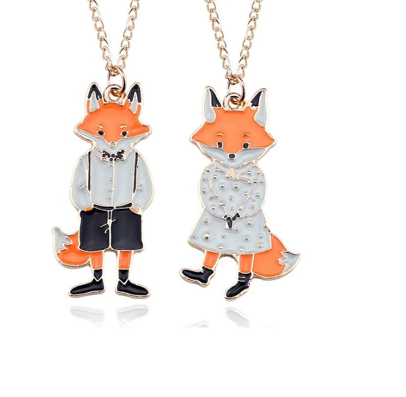 Очаровательное ожерелье Miss Fox Mr. подвески с эмалью металлические массивные
