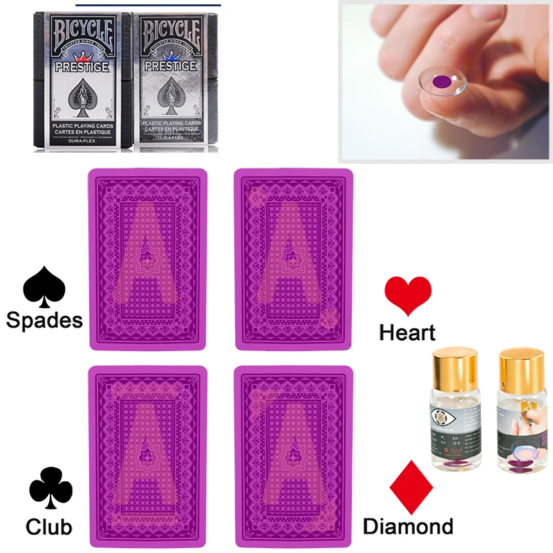 

Bicycle Prestige Marked Playing Cards Magic Invisible Cards for UV Contact Lenses Cheat in Casino Gambling Anti Poker Cheat