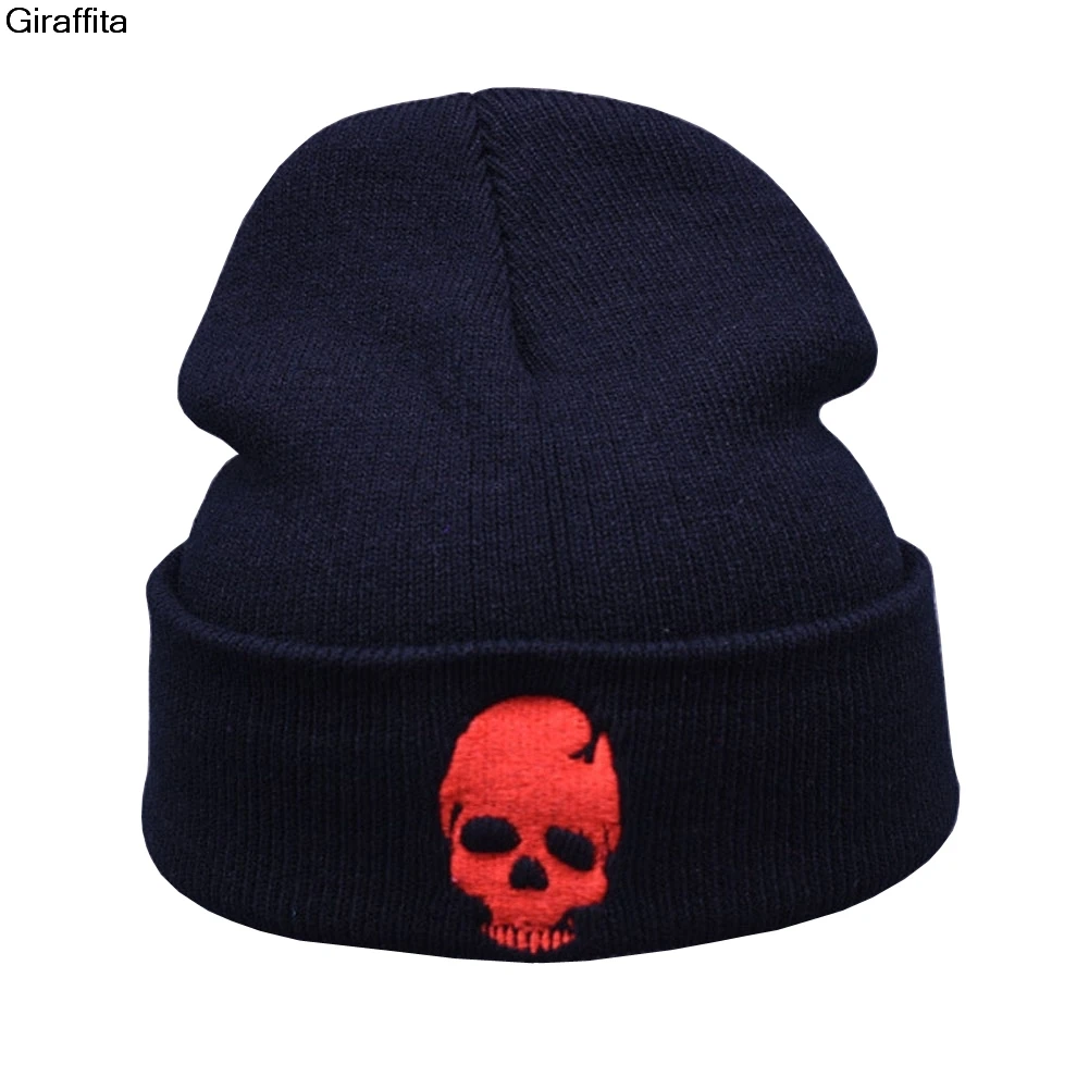 Cool Black Red Skulls Winter Warm Cap Men Women Skeleton Pattern
