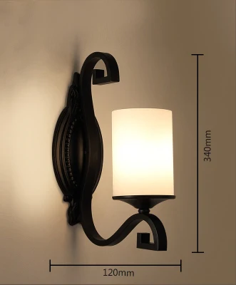 Американский настенный светильник Современный минималистичный кованый стеклянный прикроватный светильник для спальни креативная гостиная столовая Проходная настенная лампа - Цвет абажура: C