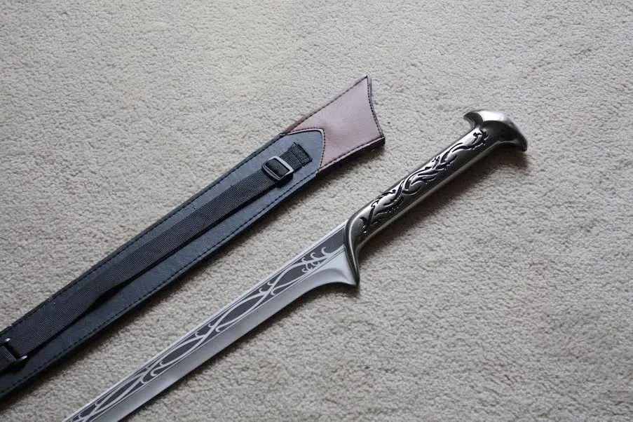 S0095 фильм Хоббит ELVEN королевский меч OF THRANDUIL серебристая версия с кожаным футляром