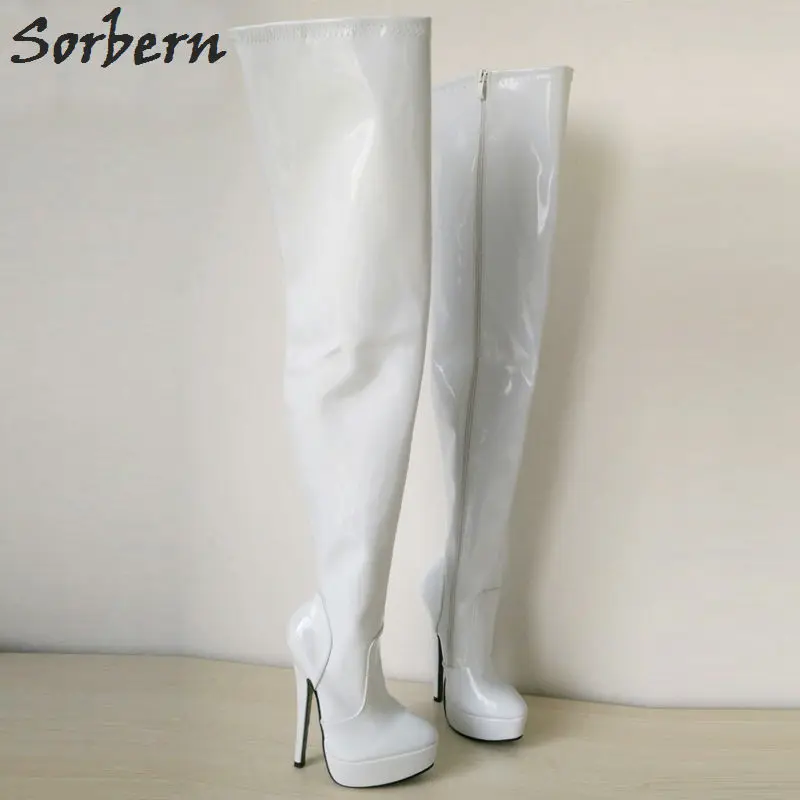 

Sorbern Over Knee Length Women Boots 18CM Botines Mujer 2018 Thigh High Boots Pointed Toe Plus Size Party Boots Shoes
