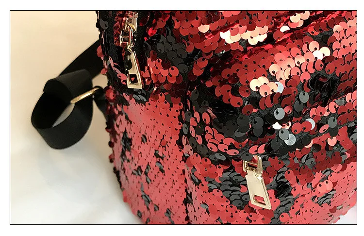 MJ Sequin Backpack Women Fashion Sequined PU Leather Backpack Travel Bag Female Shining Daypack for Teenage Girls (21)