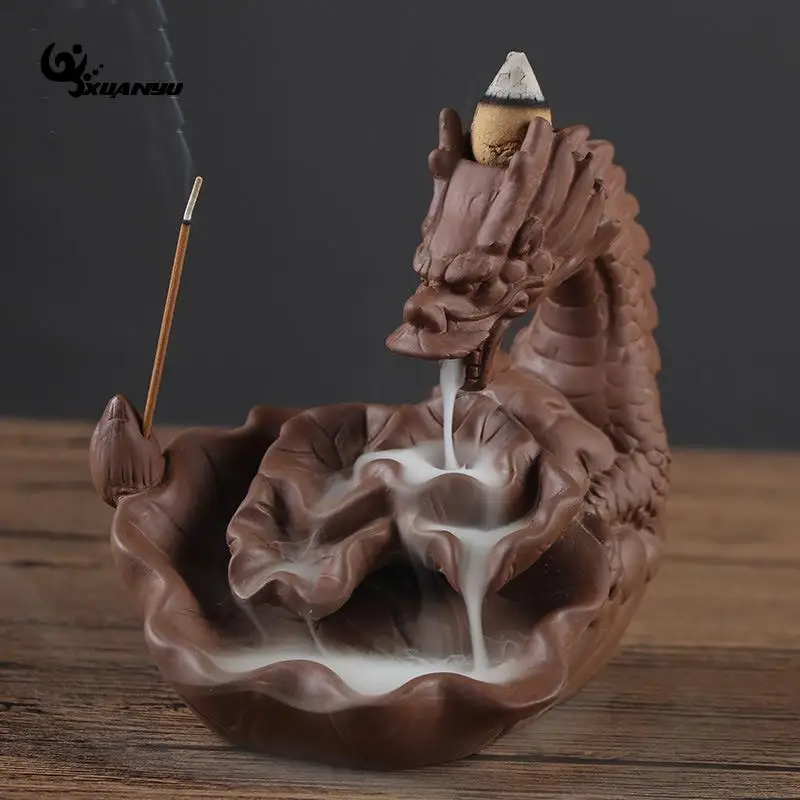 

New Brown Smoke Backflow Tower Incense Burner Dragon Stick Incense Burner Censer Home Decoration F