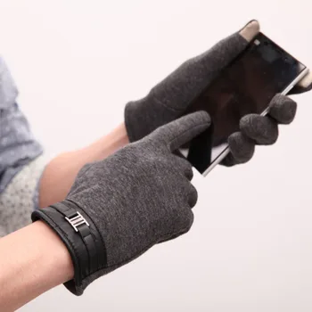 

2018 Winter Business Men Leather Buckle Mouth Gloves men's winter gloves