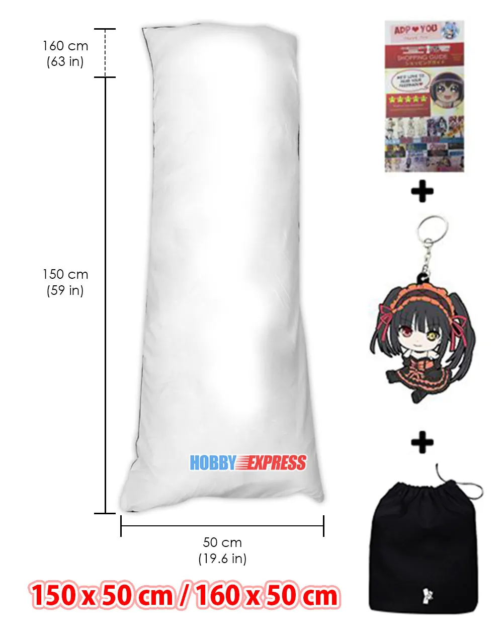 Хобби Экспресс супер комфорт Аниме Dakimakura обнимая тело внутренняя подушка 150x50 см (59x19,6 дюйма) или 160x50 см (63x19,6 дюйма) - изображение