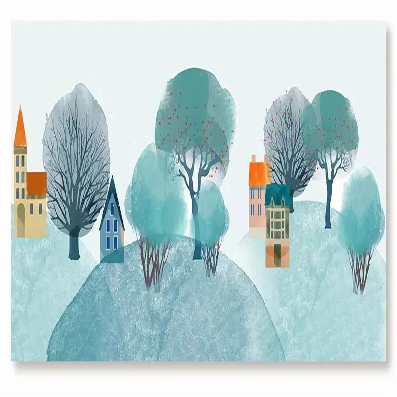 Style wood hill TV background wall professional production mural wholesale wallpaper custom photo wall Style wood hill TV background wall professional production mural wholesale wallpaper custom photo wall