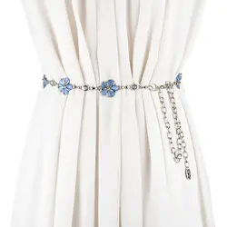 Женские пояса металлические пояса для женщин Хрустальный цветок цепь тонкий ремень украшение платье Регулируемый ceinture femme