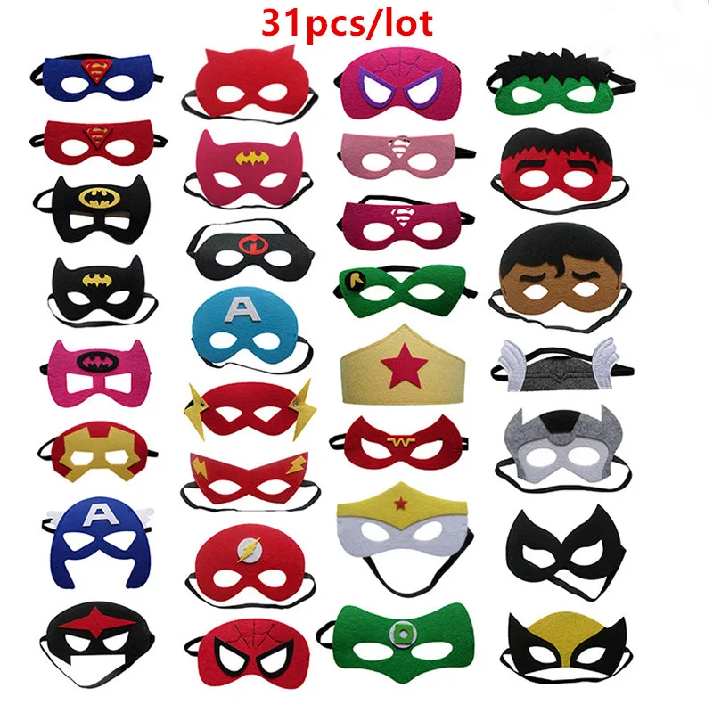 31 шт. супер маски героев для детей Хэллоуин Рождество День рождения платье костюм; маска для косплея Дети подарочный сувенир для вечеринок - Цвет: 31pcs set
