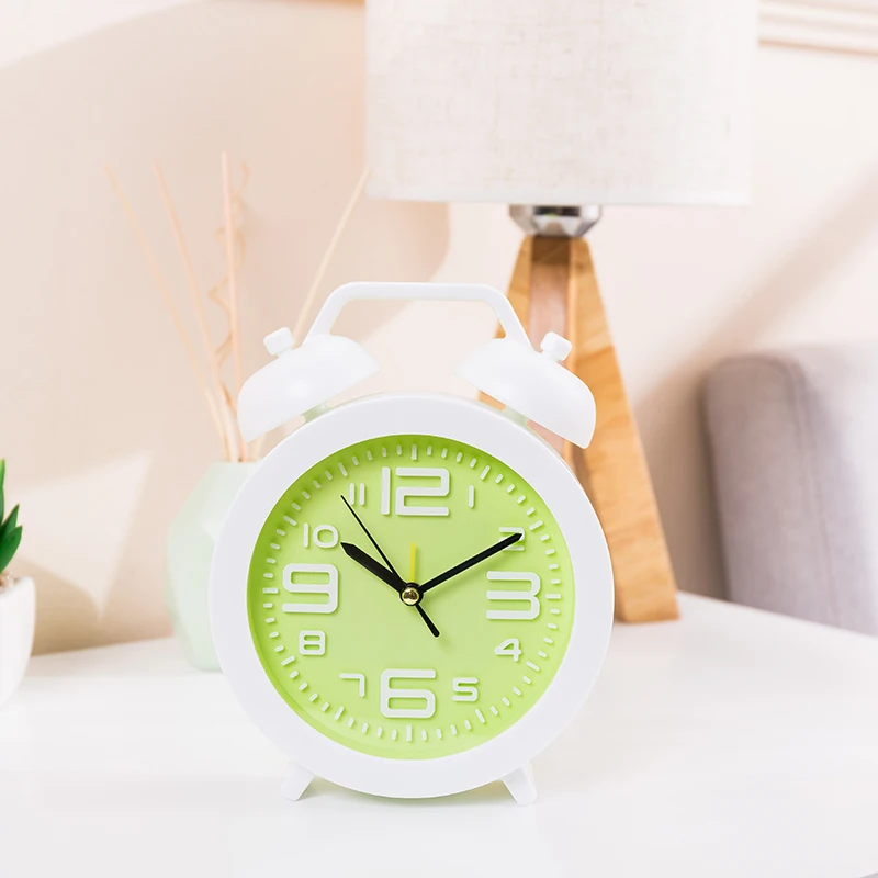 Alarm clock creative student lovely bed simple and fresh, small alarm clock mute children cartoon bed head bedroom alarm clocks