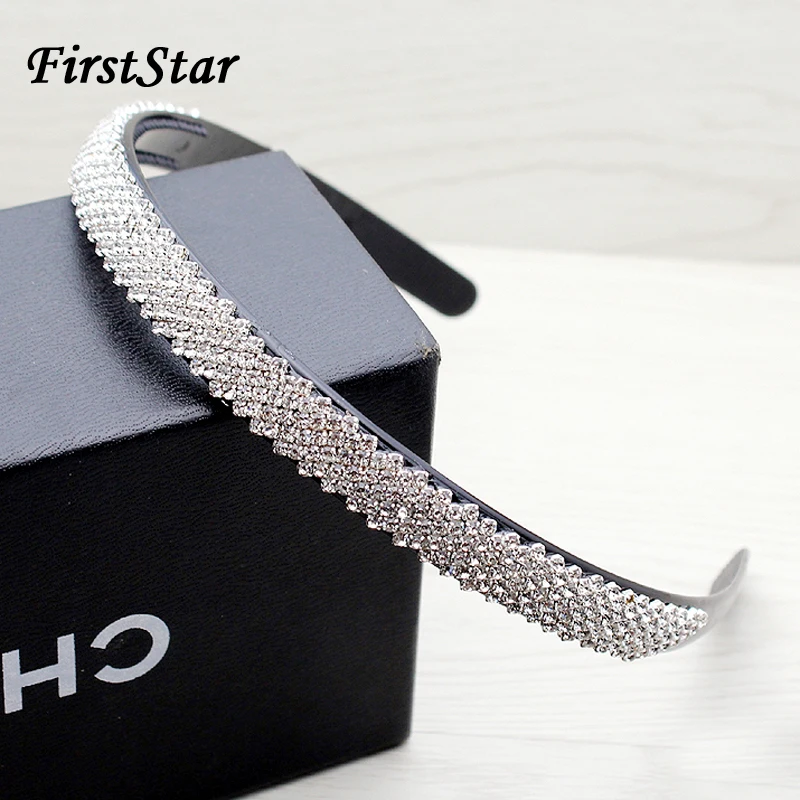

FirstStar Korean Fashion Acrylic Hair Jewelry Elegant Diamante Wedding Hairband Shining Rhinestone Crystal Women Bride Headband