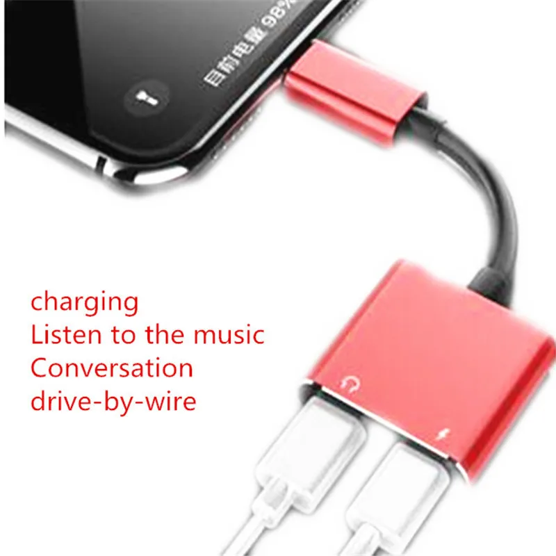 

4 in 1 Dual Jack Adapter Audio Charging Splitter Cable for iPhone X/8/8Plus/7/7Plus Earphone Headphones Converter For iOS 11 Ja
