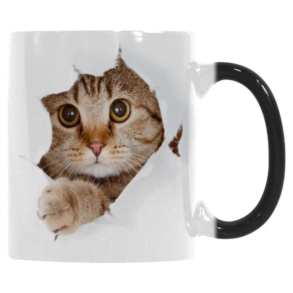 1 шт. Милая кофейная кружка с котом, меняющая цвет, Термочувствительная керамическая кофейная кружка, подарки-сюрприз, волшебная чайная чашка, кружки для кошек, домашних животных