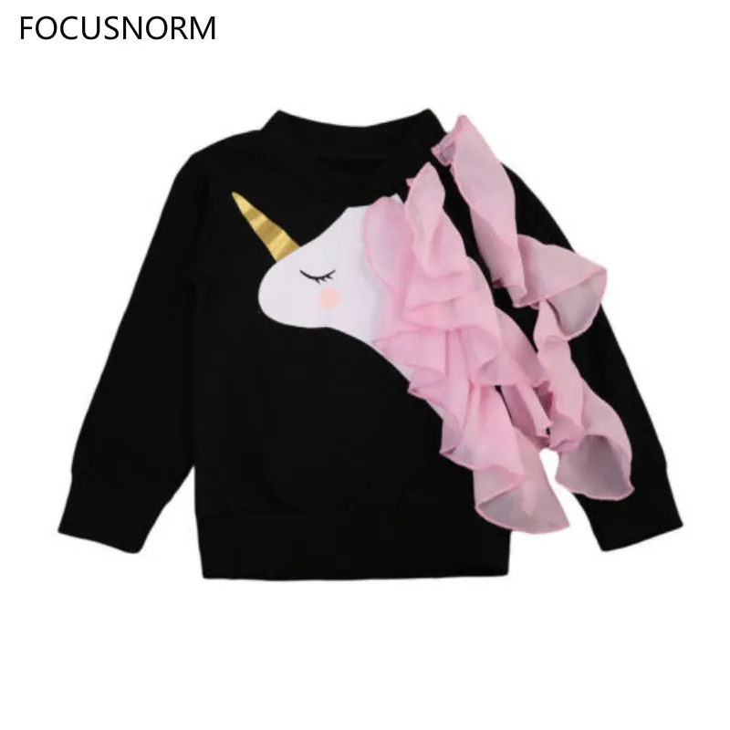 

FOCUSNORM Adorable Newborn Baby Girls Ruffle Tops Sweatshirts Long Sleeve Clothes Size 0-4T