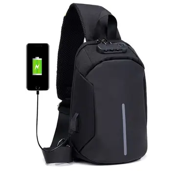 

Men Casual Messenger Bag Men USB Charging Design Man Chest Bag Pack Anti Theft Shoulder Crossbody bags for Men Travel