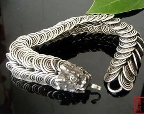 

Tribal Tibet Silver Carved Dragon Handmade Bracelet For Men Jewelry Bracelets >>> li xue Guang zhoujewelry Store free shipping