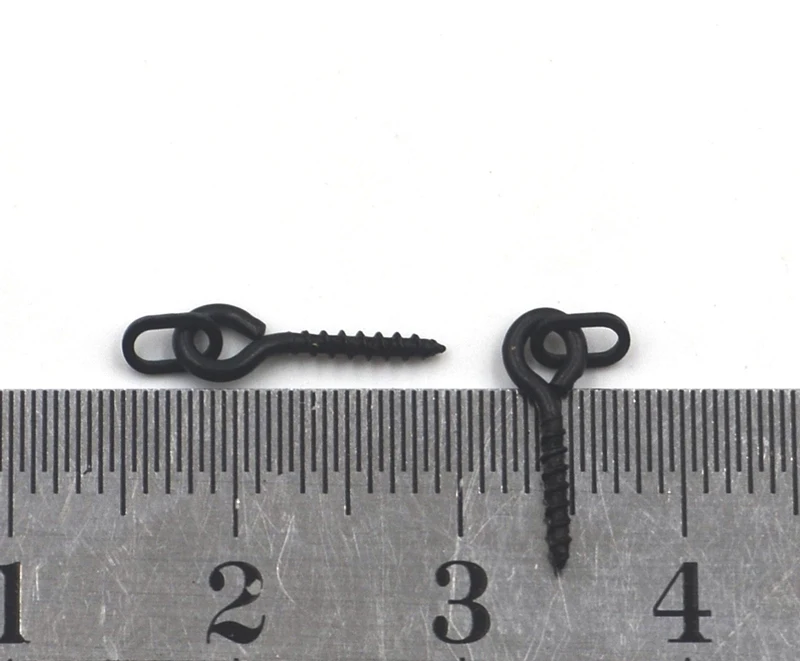 MNFT 200Pcs Black Boilie Bait Screws Round Link Loop Easy Run Ring Pop Up Peg Pellet