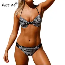 Bikinis Women 2017 Print Geometric Swimsuits Brazilian Push Up Halter Bikini Set Bandage Black Bathing Suits Swimwear Female XXL holasukey 2018 new sexy bikinis bandage bikini set push up swimwear women halter top swimsuits women retro bathing suits biquini