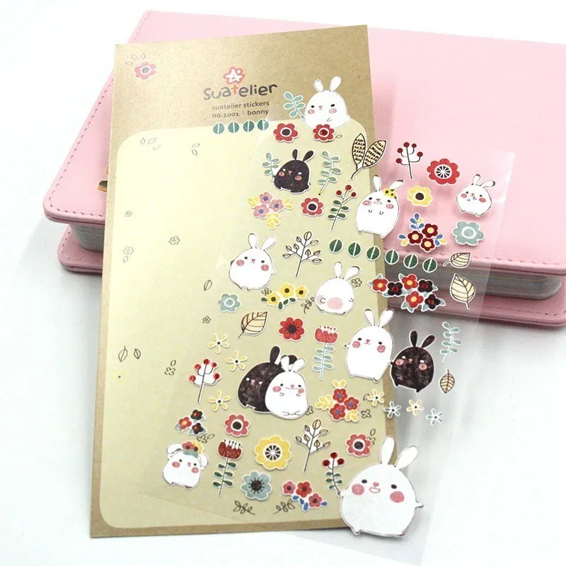 

1PC New Creative Korean Style Bonny Diary Stickers Planner Sticker Sticky Notes Papeleria Children Decorate Stationery Sticker