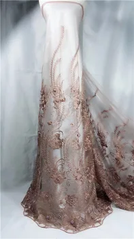 

Nigerian laces Fabric 2017 Gold African Green Cord Laces Fabrics With beads High Quality Nigerian Lace For Wedding Dress peach