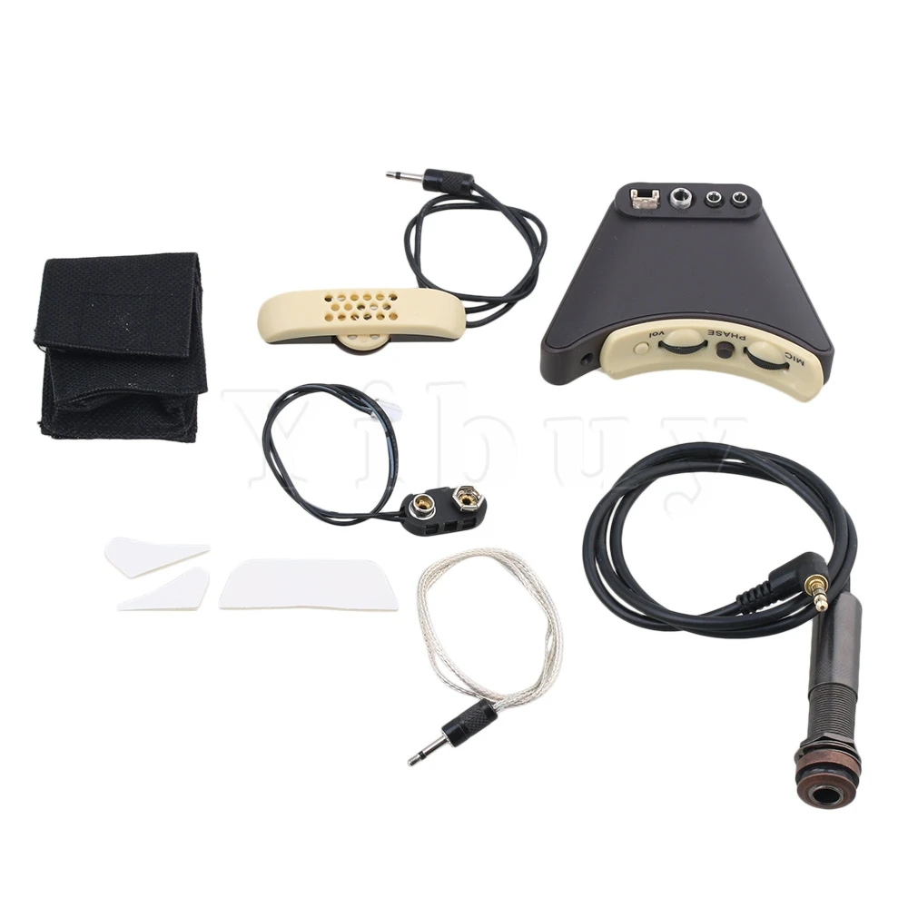 Yibuy 55mm Length Cable Plastic & Metal Black A-TUR Microphone Equalizer Piezo Pickup Adjustment for Acoustic Guitar Yibuy 55mm Length Cable Plastic & Metal Black A-TUR Microphone Equalizer Piezo Pickup Adjustment for Acoustic Guitar