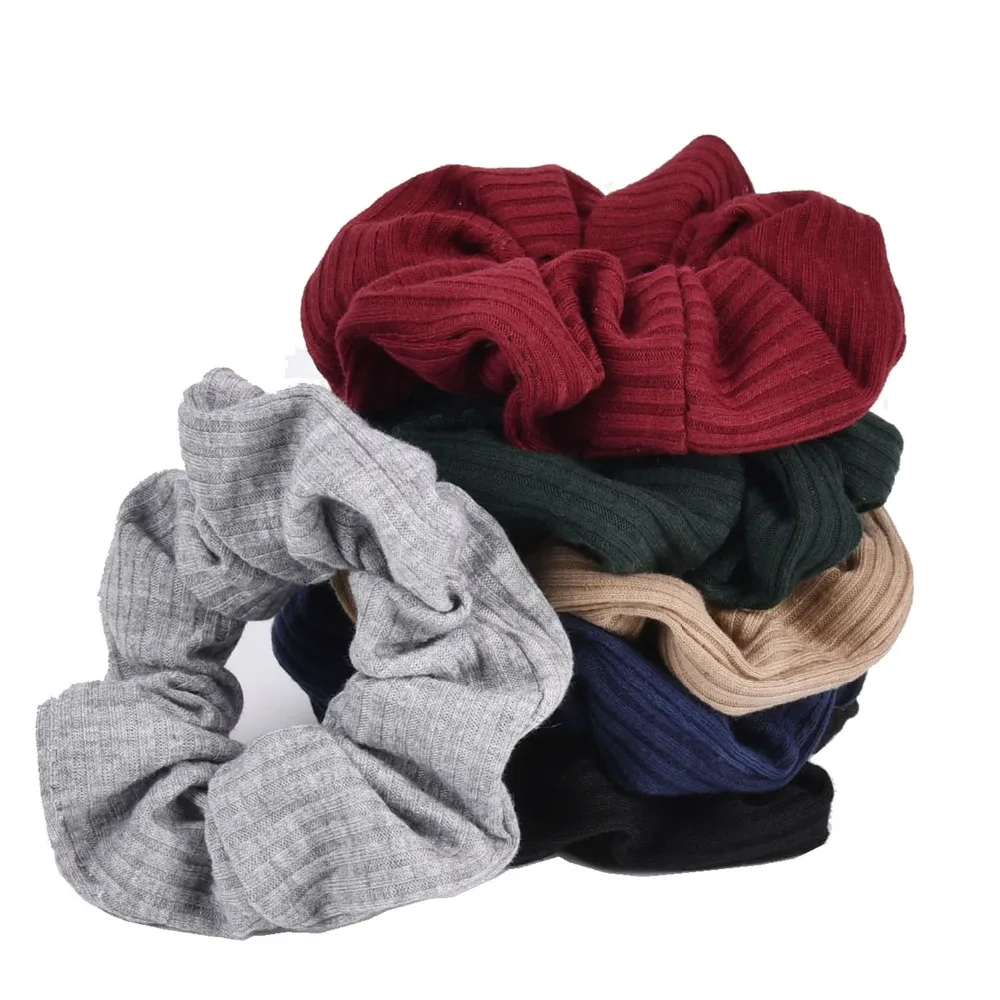 

Classic Solid Color Jersey ribbed Soft Farbic Ponytail Holder Scrunchies Ring Elastic Hair Tie for Women & Girl Hair Accessory