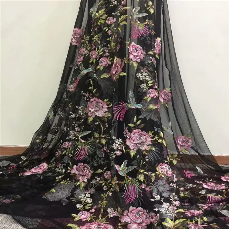 

2018 New style French net lace fabric 3D flower African tulle mesh lace fabric high quality african lace fabric A902-1