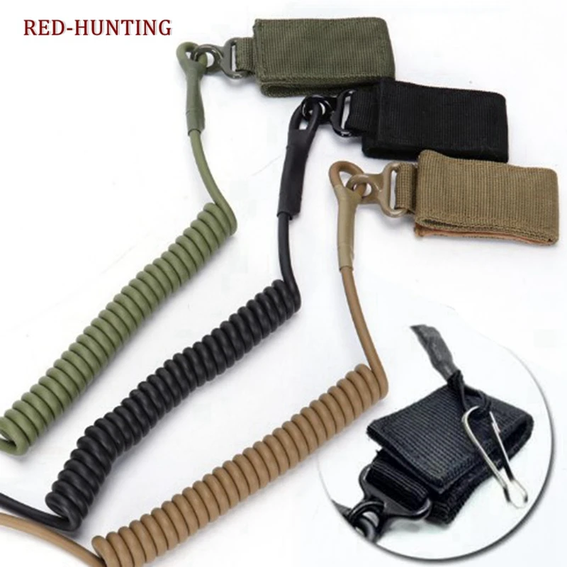 

Hunting Elastic Spring Lanyard Gun Sling Tactical Pistol Handgun Combat Single Point Adjustable Pistol Sling