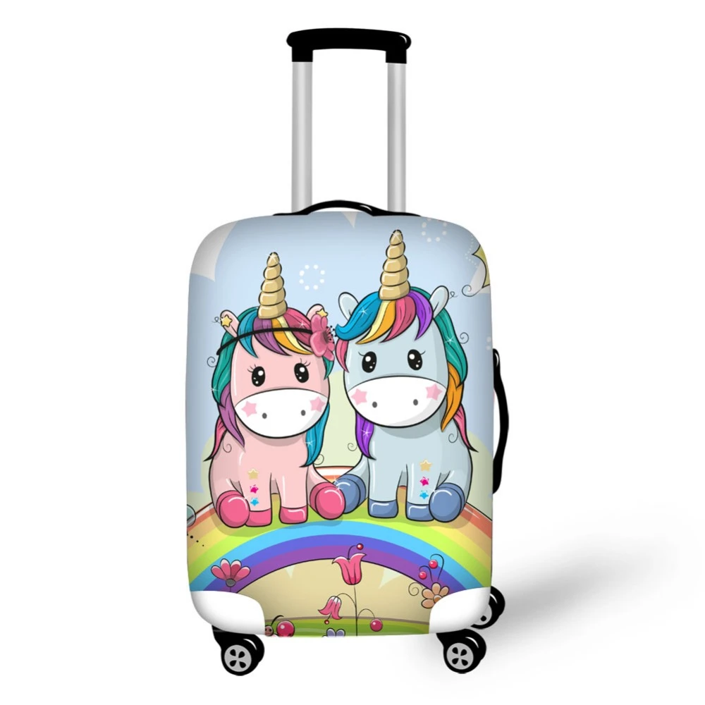 Cubierta protectora de maleta de viaje, cubierta de equipaje portátil elástica con estampado de unicornio de dibujos animados en 3D|Accesorios viaje| -
