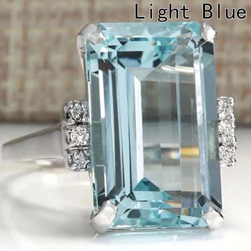 Роскошный созданный Кристалл Голубой циркон кольцо подлинное серебряное кольцо для модных женщин