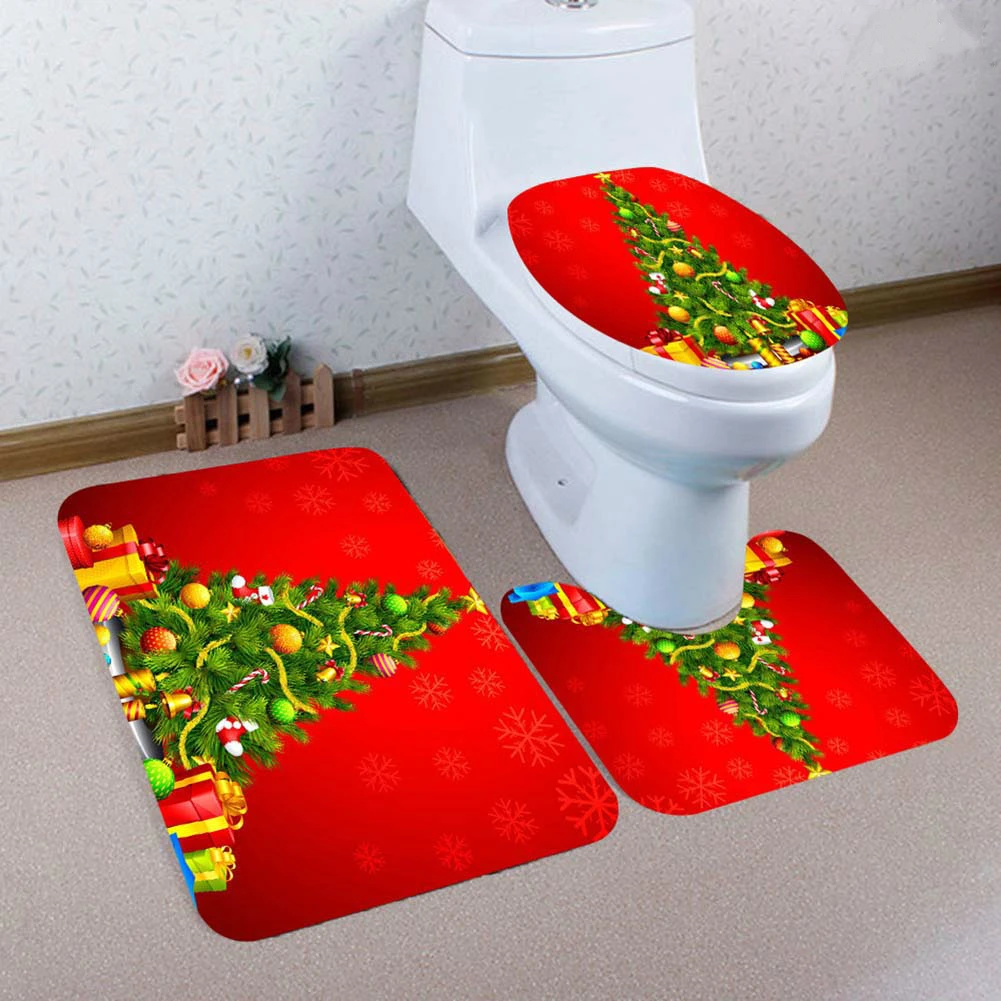 Buy 1 Set Merry Christmas Printed Bathroom WC Toilet