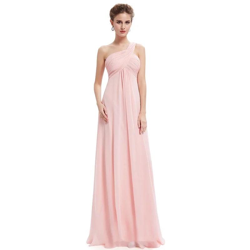 Недорогие длинные шифоновые розовые платья подружки невесты размера плюс, ТРАПЕЦИЕВИДНОЕ ПЛАТЬЕ, вечерние платья для выпускного вечера - Цвет: EB26189
